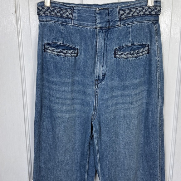 Free People Seasons in the Sun Flare High Waist Jeans W2302 Sz 27 - Picture 4 of 11